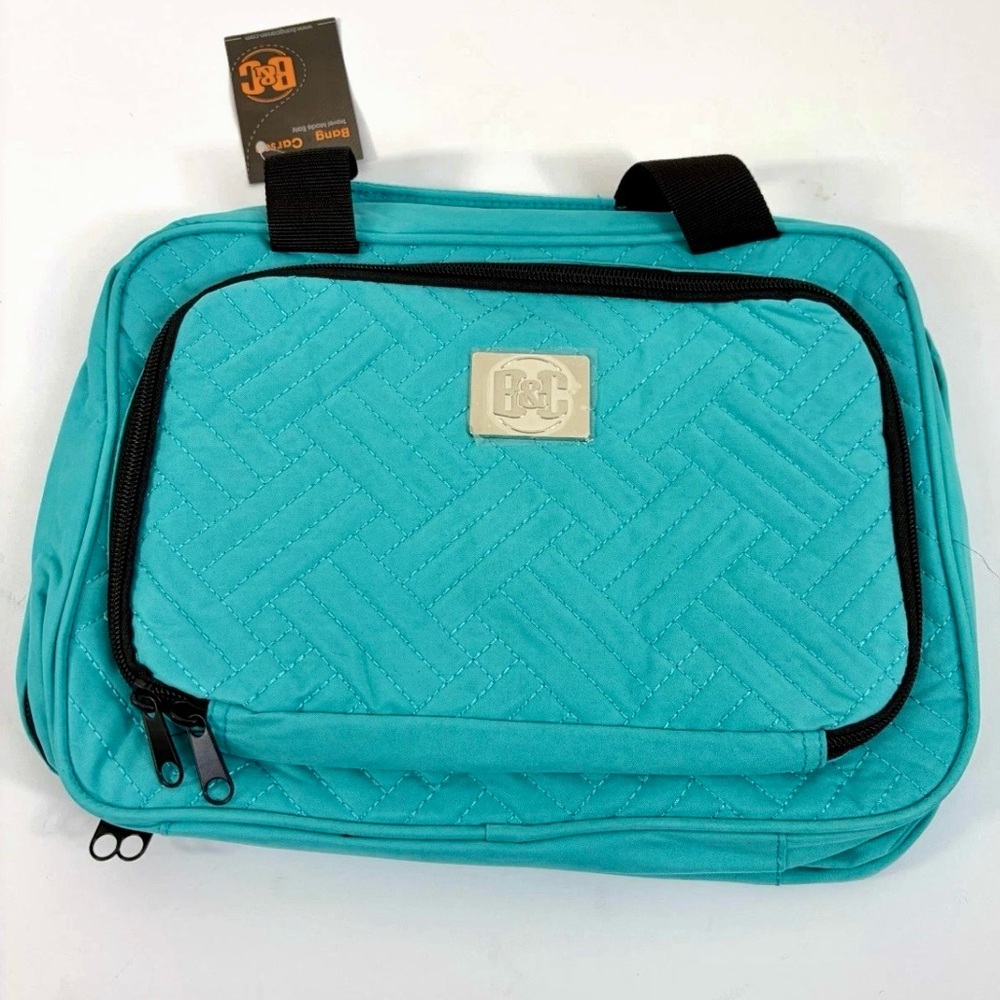 NWT Bang And Carsen Turquoise Quilted Large Travel Toiletry Hanging Bag